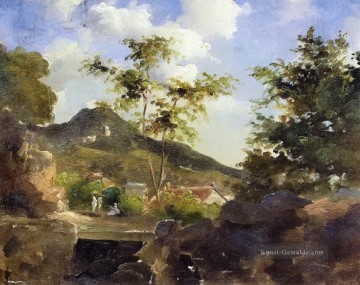 Dorf am Fuße eines Hügels in saint Thomas antilles Camille Pissarro Szenerie Ölgemälde